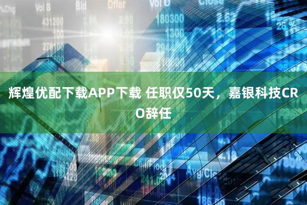辉煌优配下载APP下载 任职仅50天，嘉银科技CRO辞任